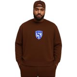 BENROMA 3 Iplik Penye Al Hilal Baskılı Büyük Beden Unisex Sweatshirt, Kahverengi, M
