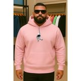 BENROMA 3 Iplik Penye Astronot Baskılı Büyük Beden Sweatshirt, Pembe, 3XL