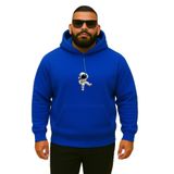BENROMA 3 Iplik Penye Astronot Baskılı Büyük Beden Sweatshirt, Saks Mavisi, M