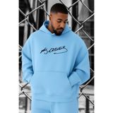 BENROMA 3 Iplik Penye Atatürk Imza Baskılı Büyük Beden Sweatshirt, Bebe Mavisi, 4XL