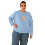 BENROMA 3 Iplik Penye Ayıcık Baskılı Büyük Beden Unisex Sweatshirt, Bebe Mavisi, 2XL