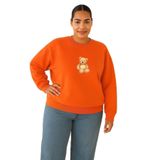 BENROMA 3 Iplik Penye Ayıcık Baskılı Büyük Beden Unisex Sweatshirt, Turuncu, S