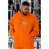 BENROMA 3 Iplik Penye Basketbol Baskılı Büyük Beden Sweatshirt, Turuncu, M, KAPYETDMW27