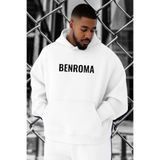 BENROMA 3 Iplik Penye Baskılı Büyük Beden Sweatshirt, Beyaz, S