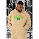 BENROMA 3 Iplik Penye Brazil Baskılı Büyük Beden Sweatshirt, Bej, 4XL