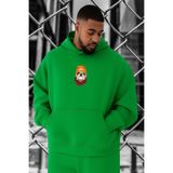 BENROMA 3 Iplik Penye Buldog Büyük Beden Sweatshirt, Yeşil, M