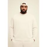 Benroma 3 İplik Penye Büyük Beden Unisex Sweatshirt BISYET2BNRW1, Beyaz, 5XL
