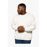 Benroma 3 İplik Penye Büyük Beden Unisex Sweatshirt BISYET2BNRW4, Beyaz, S