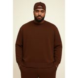 BENROMA 3 Iplik Penye Büyük Beden Unisex Sweatshirt, Kahverengi, 5XL, BISYET2BNRW1