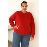Benroma 3 İplik Penye Büyük Beden Unisex Sweatshirt KAPYET2025BNRQ7, Kırmızı, S