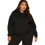 BENROMA 3 Iplik Penye Büyük Beden Unisex Sweatshirt, KAPYET2EBNRQ3, Siyah, 5XL