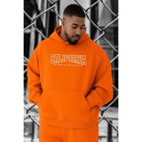 BENROMA 3 Iplik Penye California Baskılı Büyük Beden Sweatshirt, Turuncu, S