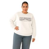 BENROMA 3 Iplik Penye California Baskılı Büyük Beden Unisex Sweatshirt, Beyaz, 2XL