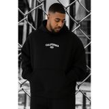 BENROMA 3 Iplik Penye California USA Baskılı Büyük Beden Sweatshirt, Siyah, 3XL