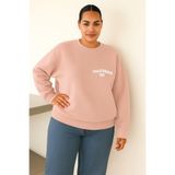 BENROMA 3 Iplik Penye California USA Baskılı Büyük Beden Unisex Sweatshirt, Pembe, XL