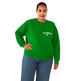 BENROMA 3 Iplik Penye California USA Baskılı Büyük Beden Unisex Sweatshirt, Yeşil, L