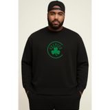 BENROMA 3 Iplik Penye Celtics Baskılı Büyük Beden Unisex Sweatshirt, Siyah, 3XL