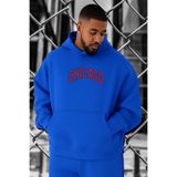BENROMA 3 İplik Penye Chıcago Baskılı Büyük Beden Sweatshırt,Saks Mavisi 2XL KAPYETDMW7