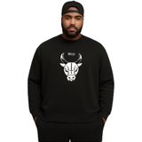 BENROMA 3 Iplik Penye Chicago Bulls Baskılı Büyük Beden Unisex Sweatshirt, Siyah, 2XL