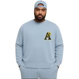 BENROMA 3 Iplik Penye Çiçekli A Baskılı Büyük Beden Unisex Sweatshirt, Bebe Mavisi, 2XL
