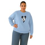 BENROMA 3 Iplik Penye Çizgi Film Baskılı Büyük Beden Unisex Sweatshirt, Bebe Mavisi, 2XL