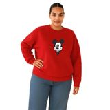 BENROMA 3 Iplik Penye Çizgi Film Baskılı Büyük Beden Unisex Sweatshirt, Kırmızı, L