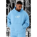 BENROMA 3 Iplik Penye Cr7 Baskılı Büyük Beden Sweatshirt, Bebe Mavisi, 2XL, KAPYETDMQ2