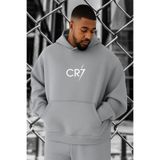 BENROMA 3 Iplik Penye Cr7 Baskılı Büyük Beden Sweatshirt, Gri, M, KAPYETDMQ2