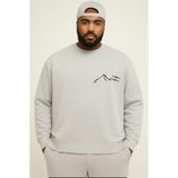 Benroma 3 İplik Penye Dağ Baskılı Büyük Beden Unisex Sweatshirt KAPYET2025BNRE5, Gri, S