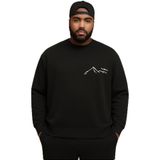 Benroma 3 İplik Penye Dağ Baskılı Büyük Beden Unisex Sweatshirt KAPYET2025BNRE5, Siyah, XL