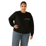 Benroma 3 İplik Penye Dağ Baskılı Büyük Beden Unisex Sweatshirt KAPYET2025BNRQ2, Siyah, S