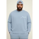 BENROMA 3 İplik Penye Dağ Baskılı Büyük Beden Unisex Sweatshırt,Bebe Mavisi 5XL KAPYET2025BNRE5