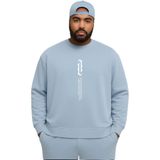 BENROMA 3 Iplik Penye Dik Yazi Baskılı Büyük Beden Unisex Sweatshirt, Bebe Mavisi, S