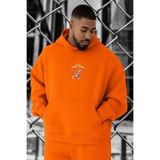 BENROMA 3 Iplik Penye Fight Club Baskılı Büyük Beden Sweatshirt, Turuncu, XL