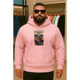 BENROMA 3 Iplik Penye Figür Baskılı Büyük Beden Sweatshirt, Pembe, 2XL