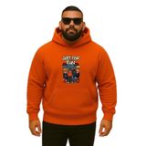 BENROMA 3 Iplik Penye Figür Baskılı Büyük Beden Sweatshirt, Turuncu, 3XL