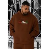 BENROMA 3 İplik Penye Filistin Baskılı Büyük Beden Sweatshırt,Kahverengi 5XL KAPYETDMW23