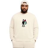 BENROMA 3 Iplik Penye Filistin Baskılı Büyük Beden Unisex Sweatshirt, Beyaz, S
