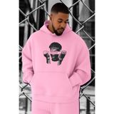 BENROMA 3 Iplik Penye Focus Özgürlük Baskılı Büyük Beden Sweatshirt, Pembe, S