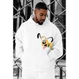 BENROMA 3 Iplik Penye Köpek Baskılı Büyük Beden Sweatshirt, Beyaz, S, KAPYETDMW38
