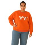 Benroma 3 İplik Penye Kurdela Baskılı Büyük Beden Unisex Sweatshirt KAPYET2025BNRW5, Turuncu, 4XL