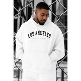 BENROMA 3 İplik Penye Los Angeles Baskılı Büyük Beden Sweatshırt,Beyaz 2XL KAPYETDMW6