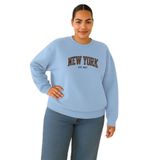 BENROMA 3 Iplik Penye New York Baskılı Büyük Beden Unisex Sweatshirt, Bebe Mavisi, XL