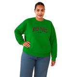 BENROMA 3 Iplik Penye New York Baskılı Büyük Beden Unisex Sweatshirt, Yeşil, XL