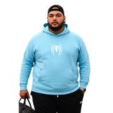Benroma 3 İplik Penye Örümcek Baskılı Büyük Beden Sweatshirt KAPYETDMW64, Bebe Mavisi, 5XL