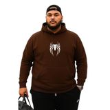 Benroma 3 İplik Penye Örümcek Baskılı Büyük Beden Sweatshirt KAPYETDMW64, Kahverengi, 5XL