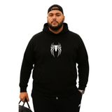 Benroma 3 İplik Penye Örümcek Baskılı Büyük Beden Sweatshirt KAPYETDMW64, Siyah, L