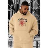 BENROMA 3 Iplik Penye Örümcek Timeless Baskılı Büyük Beden Sweatshirt, Bej, M