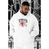 BENROMA 3 Iplik Penye Örümcek Timeless Baskılı Büyük Beden Sweatshirt, Beyaz, 5XL