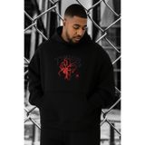 BENROMA 3 Iplik Penye Örümcek Timeless Baskılı Büyük Beden Sweatshirt, Siyah, 2XL